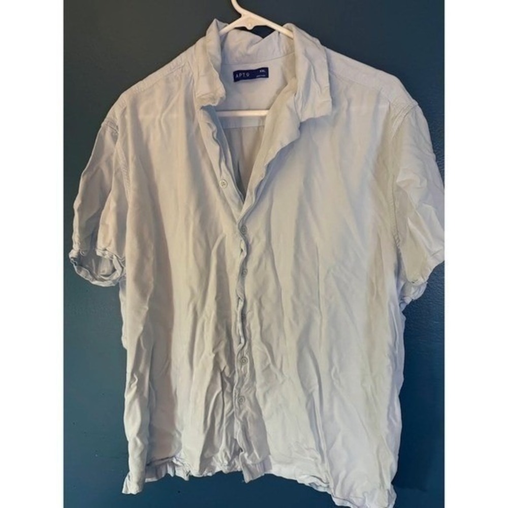 APT 9 Mens XXL Short Sleeve Button Up Shirt Light Blue Casual Beach
